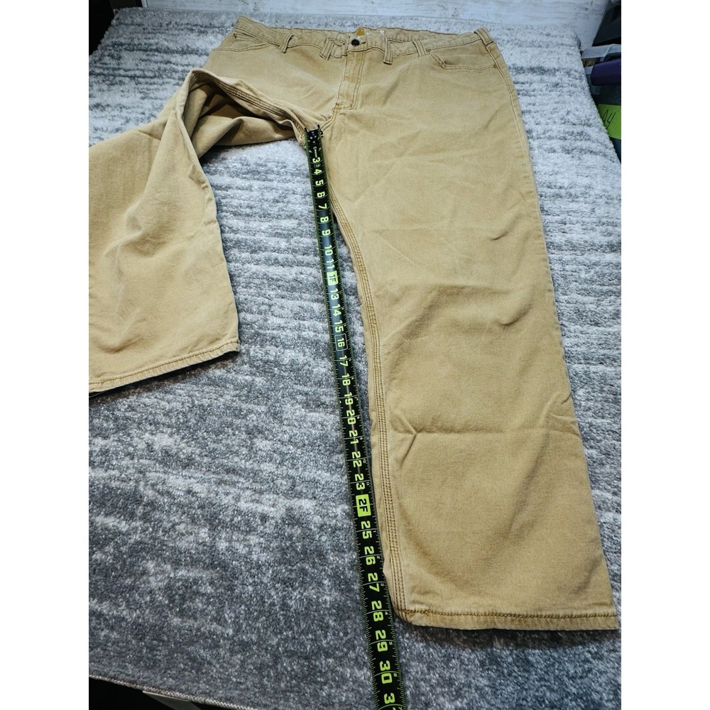 Carhartt Men's Relaxed Fit Mens 46x30 Rugged Flex Tan Brown Canvas Work Pants - Picture 10 of 11